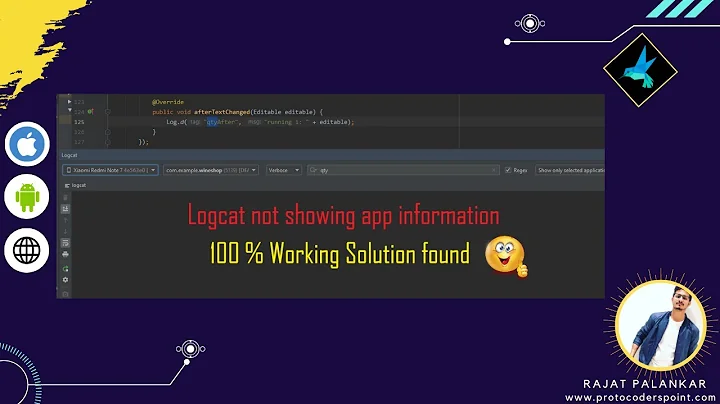 Android studio logcat not working / showing | 100% working solution found