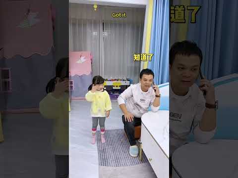 Dad answered the phone and asked his daughter to cry later #cutebaby #cute #funny #fatherlove