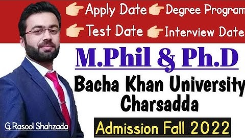 M.Phil & Ph.D admission bacha khan university charsadda