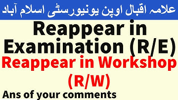 aiou workshop & Examination Reappear R/E R/W Fee and applying Process Step by Step Guide | AIOU INFO