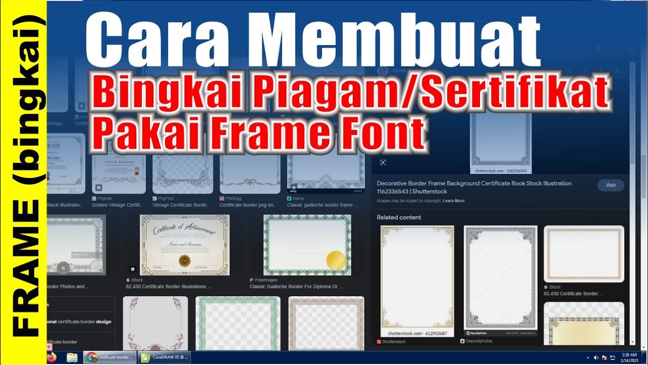 Membuat border, frame, bingkai simpel klasik pakai font di Corel Draw
