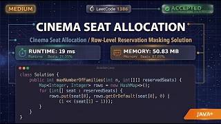 19ms Runtime! LeetCode 1386 Cinema Seat Allocation (Java Bitmasking & HashMap)