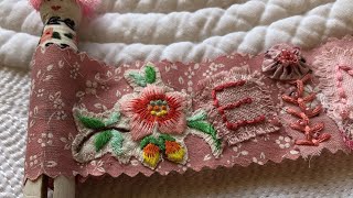 Peg doll snippet roll using fabric scraps - easy slow stitch project - part 2