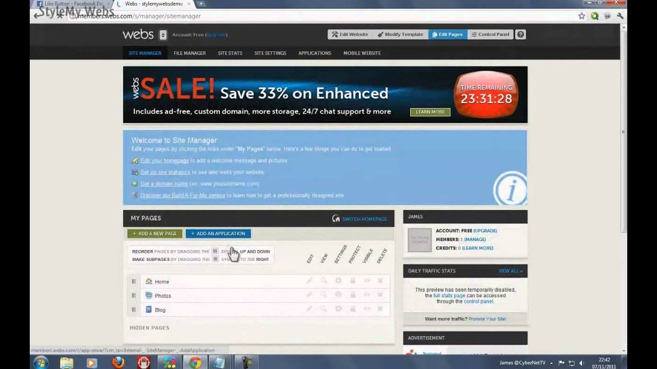 Webs - Facebook Like Button Footer on your site - YouTube