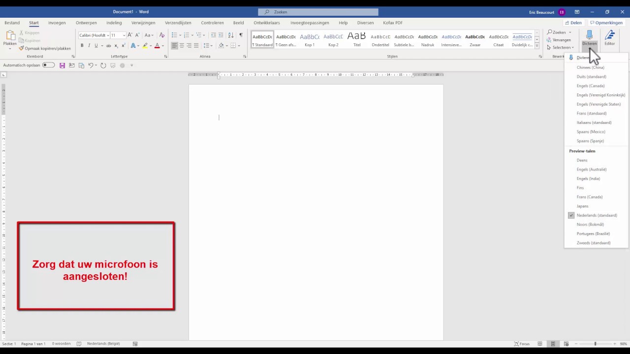 Dicteren in word en outlook 365 - YouTube