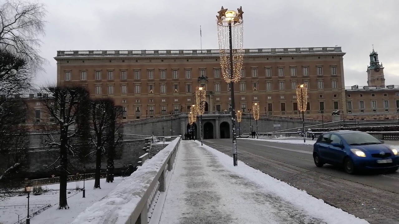 Winter view of Stockholm city from Riksdagshuset (Grand Swedish parliament buildings) gate