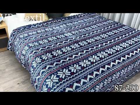 Плед-покривало Decorator WellSoft з різдвяним принтом, колір синій, видео 1