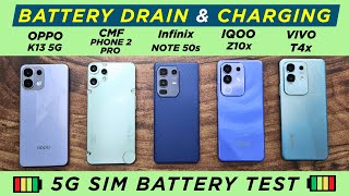 UNDER ₹18000: OPPO K13 vs CMF Phone 2 Pro vs T4x vs iQOO Z10x vs Infinix Note 50: BATTERY & CHARGING