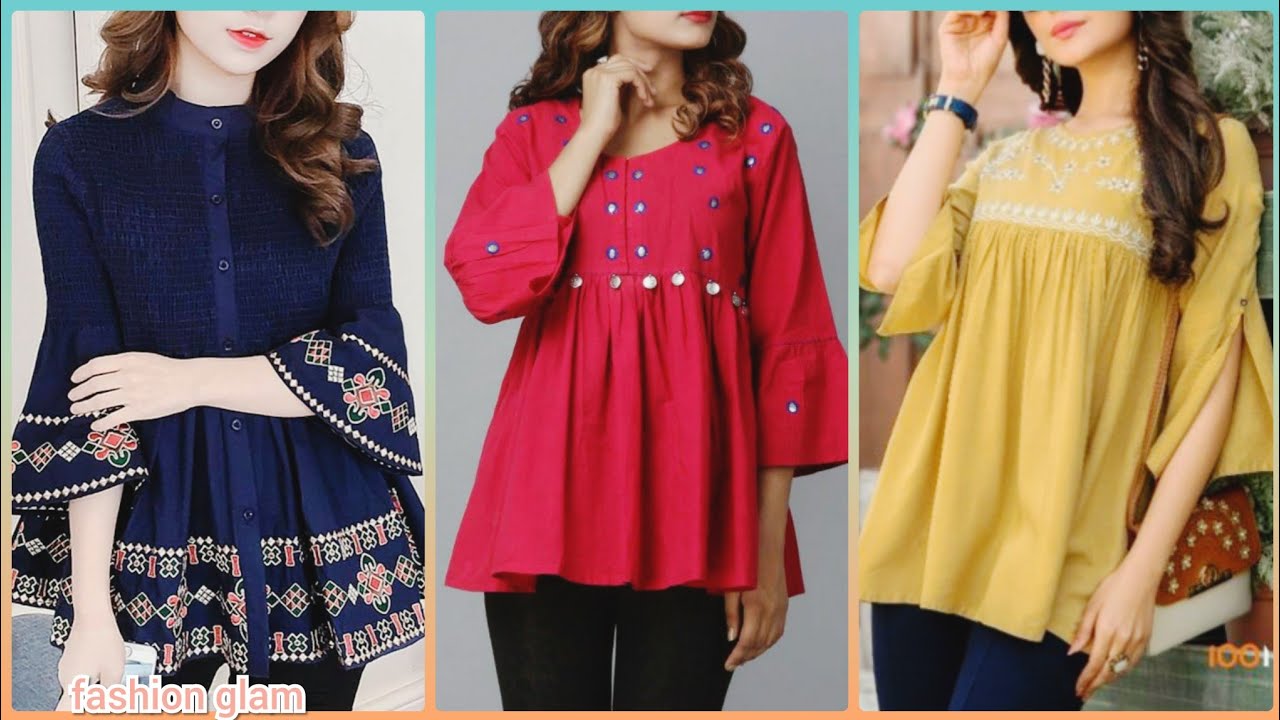 latest casual wear women's embroidered cotton blouse and top styles ...