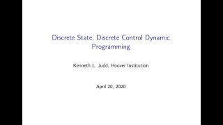 Famous Dynamic programming-discrete state (Ken Judd Numerical Methods in Economics Lecture 16) Profile
