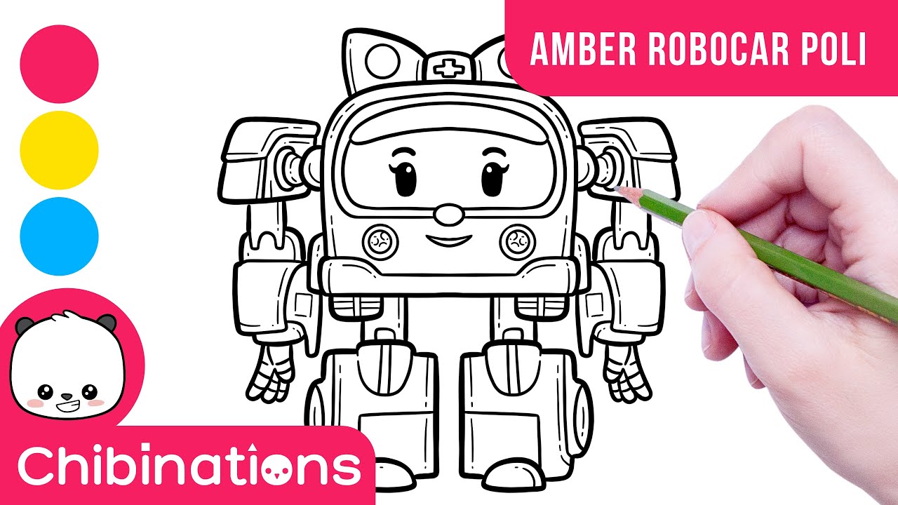 Menggambar dan mewarnai  Amber  Robocar  Poli  How to Draw 