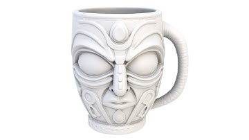 3D model of an abstract mug. A collectible, emotional mug. Superhive, CGtrader, Cults3d (no sound)