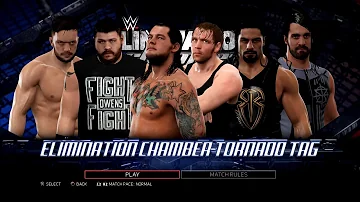 WWE 2K17 PS3 - Corbin,Owens&BálorVSAmbrose,Reigns&Rollins - Elimination Chamber Tornado Tag