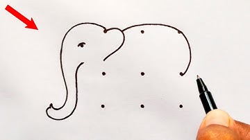 How to draw a cute Elephant 🐘from 9 dots // How to draw Elephant // Elephant drawing