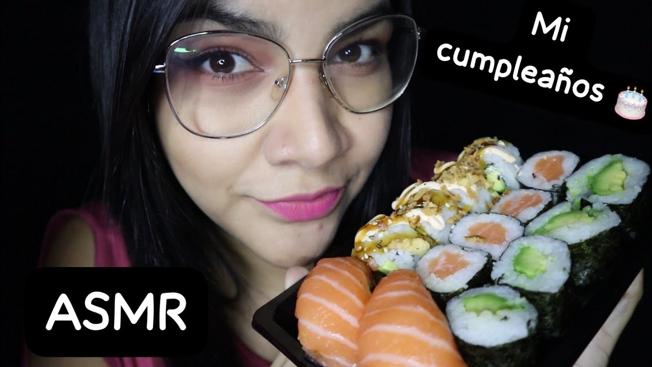 ASMR comiendo sushi 🍣 celebrando mi cumpleaños 