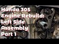 Honda 305 motorcycle engine rebuild left side assembly on the cb77 super hawk