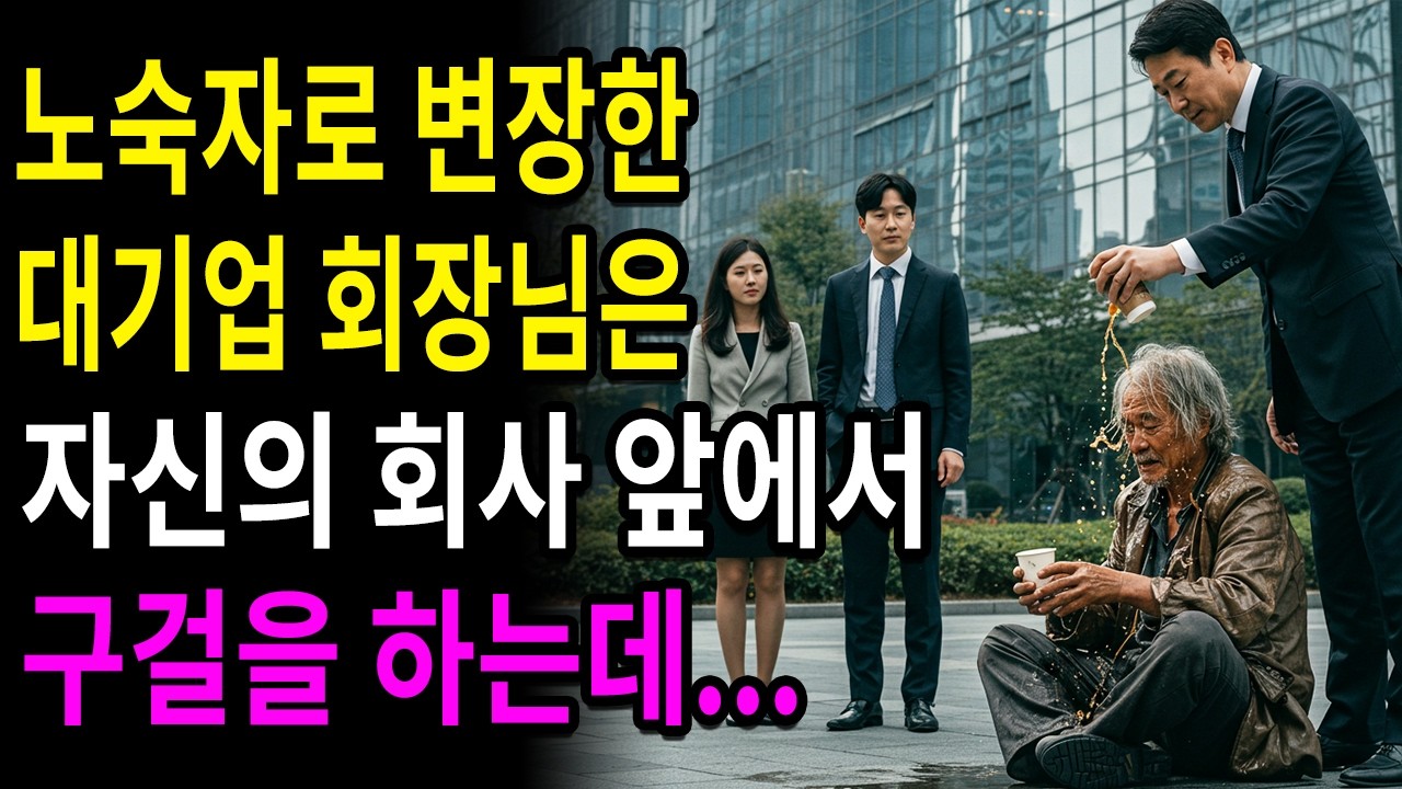 Outline Video "거지가 왜 여기 있어!" 노숙자로 변장한 회장님은 자기 회사 앞에서 구걸을 하는 데