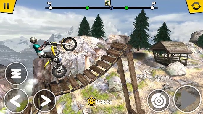 Jogo de moto de trilha empinando na areia com rampas