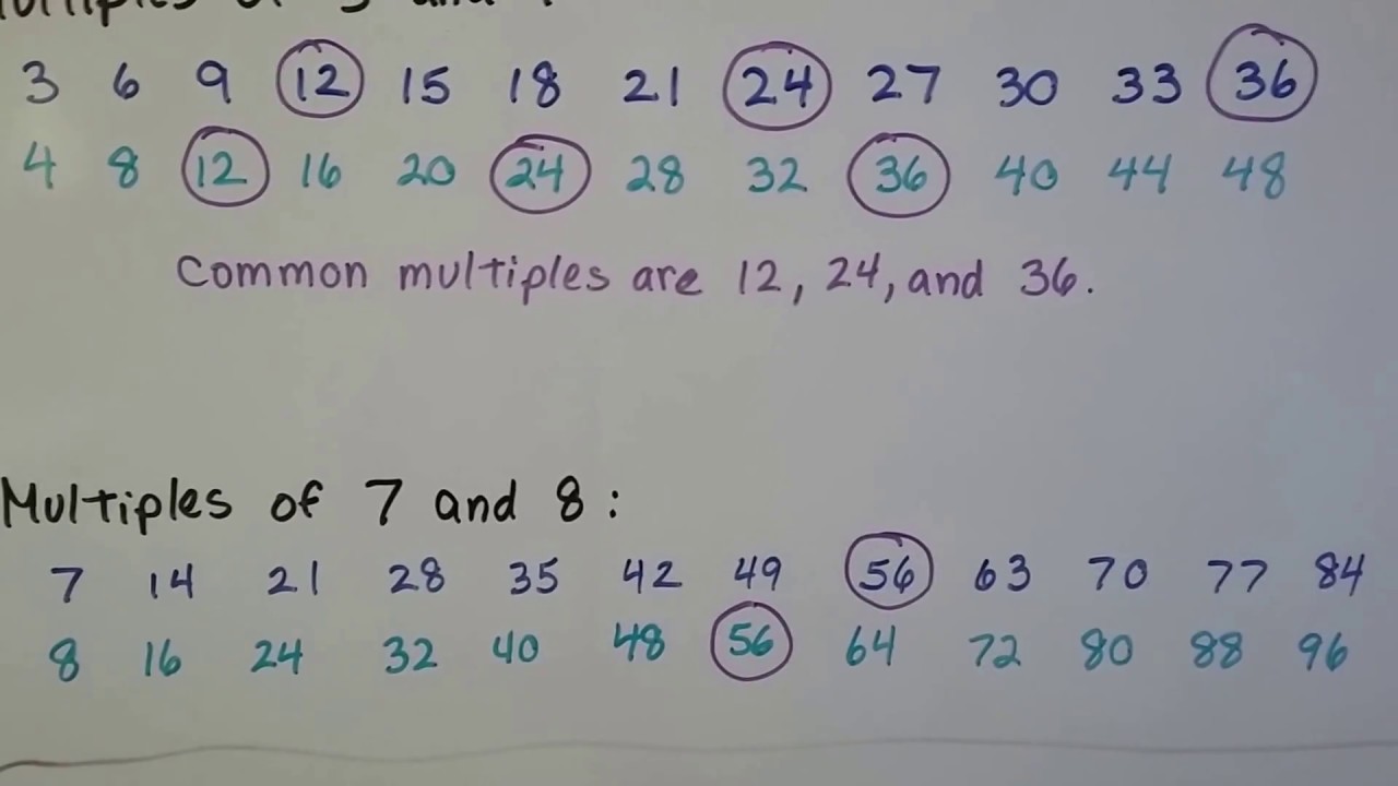 Grade 4 Math 5.4, What are Common Multiples (#49 New version)