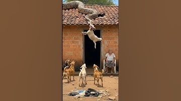 Giant Snake Attacks Goat — But a Pack of Brave Dogs Fights Back! #shortsvideo