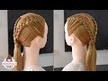 Peinados fáciles y rápidos | Coletas bajas con trenzas para cabello largo y principiantes