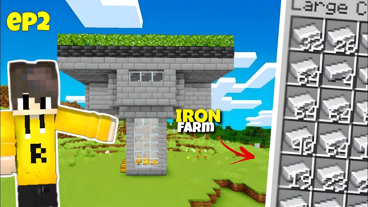 Minecraft pe survival iron farm episode 2 || minecraft survival series in hindi 