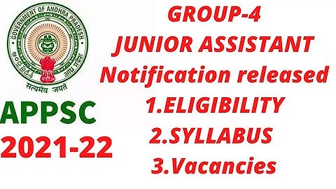 APPSC JUNIOR ASSISTANT NOTIFICATION RELEASED
