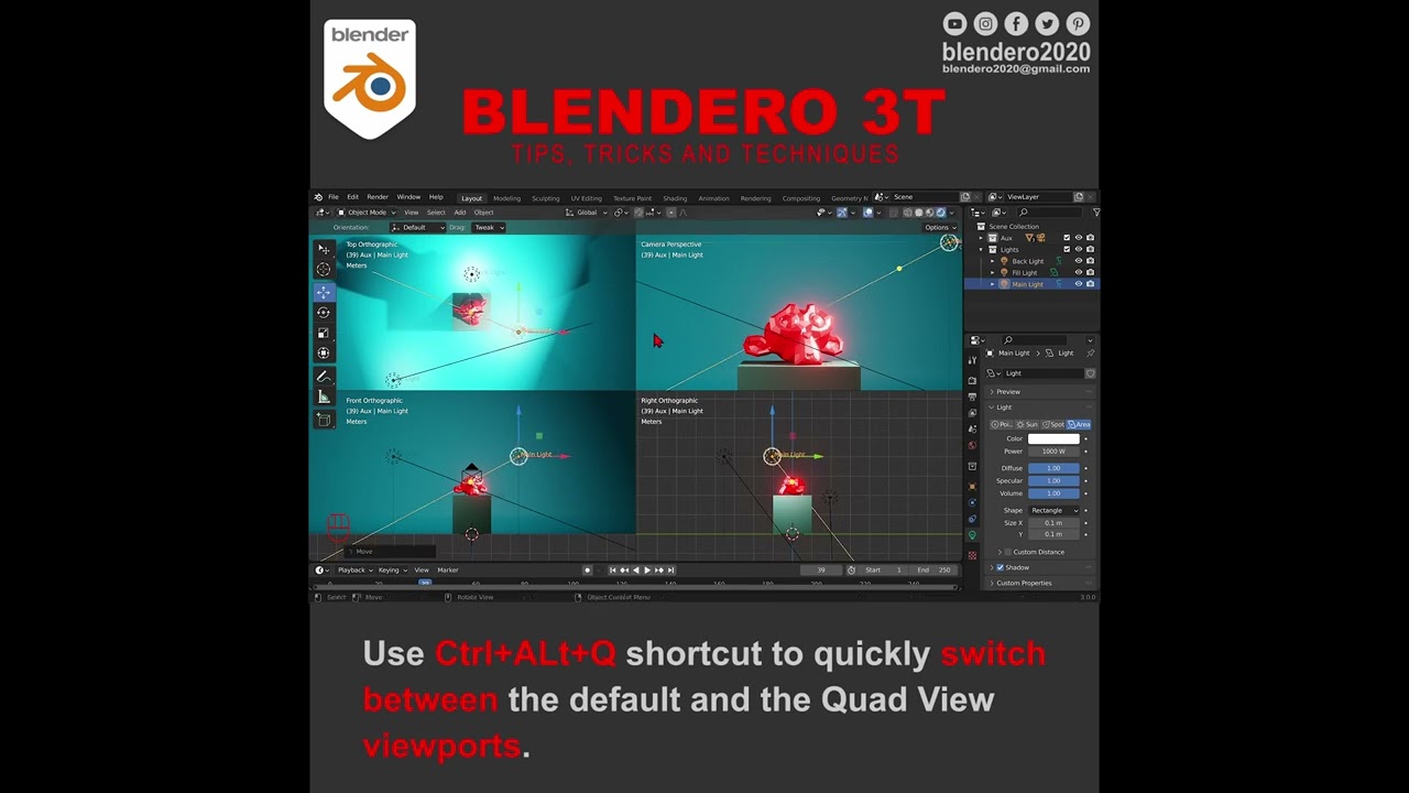 Blender 3.0 – QUAD VIEW SHORTCUT - BLENDERO 3T