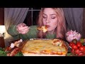 MUKBANG | Запеканка с пюре, грибами, купаты, салат | Casserole with mushrooms and cheese, не ASMR