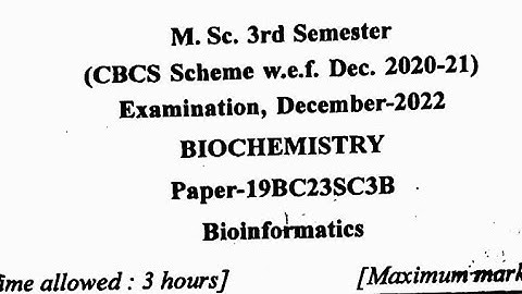 Bioinformatics Questions Paper 2022 | Msc Biochemistry | MDU Rohtak University