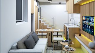 TINY APARTMENT 181sqft | TINY HOUSE 16.8sqm WITH 2 BEDROOMS | SPACE SAVING IDEAS FOR SMALL SPACE