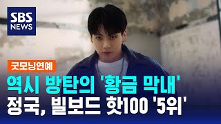 BTS 정국, 빌보드 핫100 '5위'…솔로 통산 6곡째 진입 / SBS / 굿모닝연예