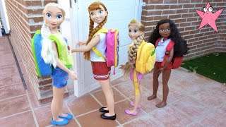 Elsa y Anna Primer día de colegio en la vida real "real life" (Princesas Disney)