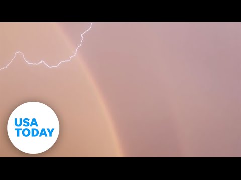 Thunderstorm brings out beautiful double rainbow at sunset | USA TODAY