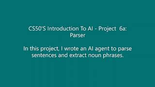 CS50'S Introduction To AI - Project 6a: Parser