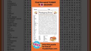 Thanksgiving Dinner Word Search -Find YUMMY #puzzlegames #thanksgiving #wordsearch #puzzlefun #quiz