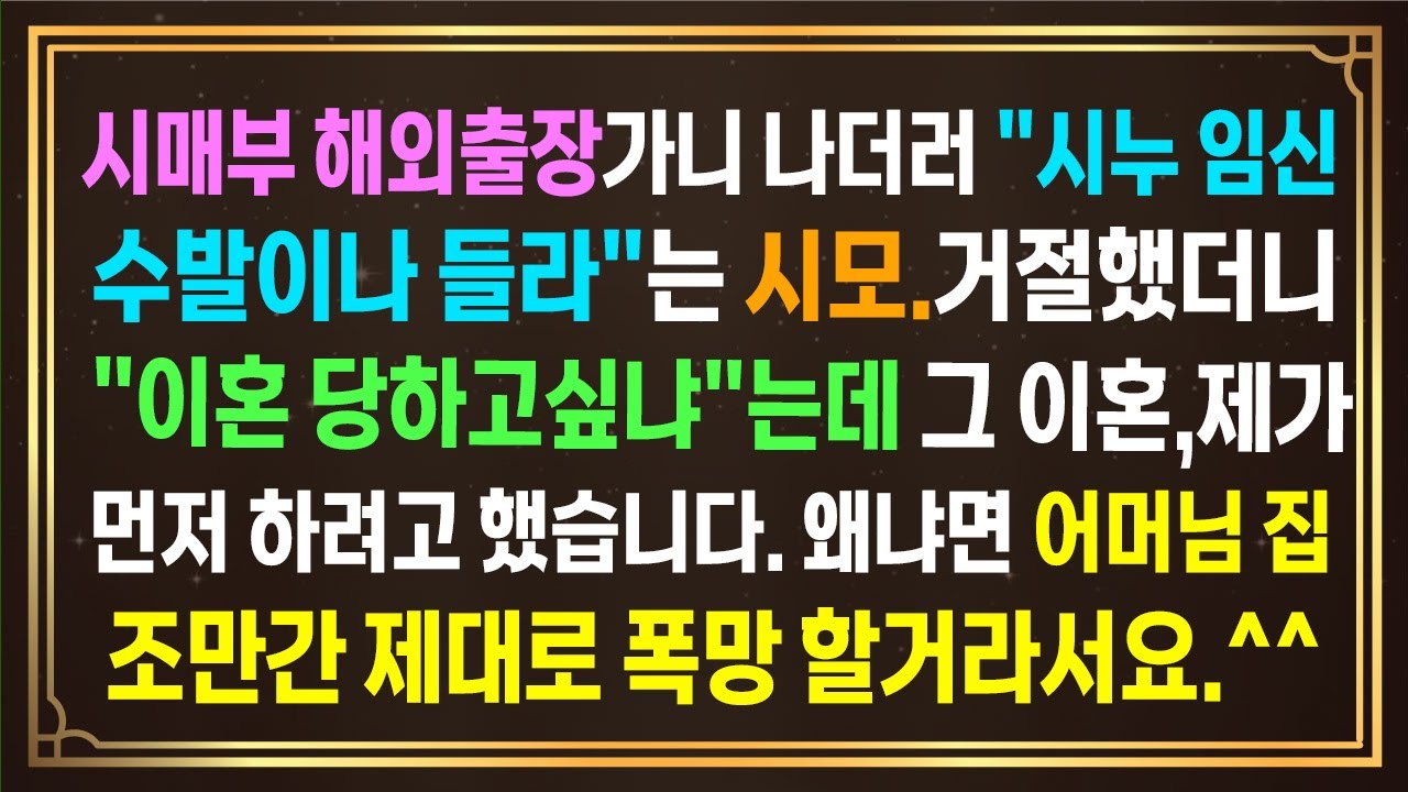 시매부 해외출장가니 나더러 