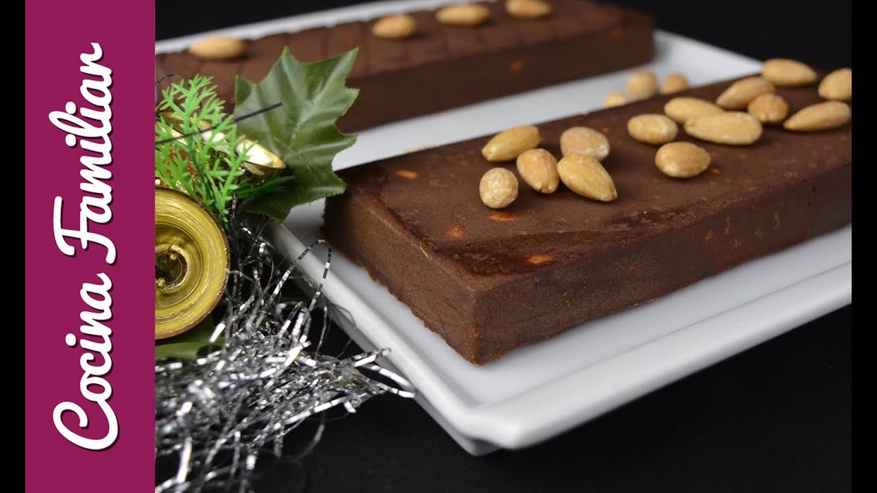 Receta de turrón de chocolate con almendras. Recetas para Navidad