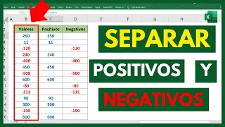 🔴How to SEPARATE POSITIVE and NEGATIVE numbers into different columns in Excel🤔
