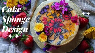 Cake Sponge Design | Piped Floral Cake Decorating | Chiffon Cake w/ Whipped Chantilly Cream