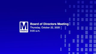 Metro Board of Directors Meeting - October 22, 2020