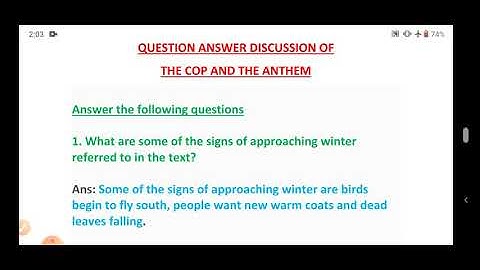 Class 7 ll ENGLISH LITERATURE ll The Cop and The Anthem: Discussion of Question Answer