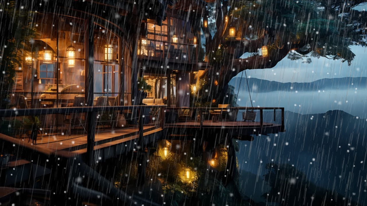 deep sleep in a cabin : mixed rain and snow sleet : the sound of the ...