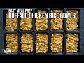 Meal prep buffalo chicken rice bowls  under 500 calories 37g protein
