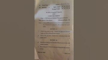 (2022) Question paper :- CS-10: Relational And Database Management||B.A/B.sc (General) 5 semester||