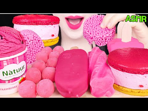 ASMR PINK ICE CREAM *DIPPIN&amp;#39; <strong>DOTS</strong>, MAGNUM, MACARON ICE CREAM 핑크 구슬 아이스크림, 매그넘 아이스크림 먹방 EATING SOUNDS
