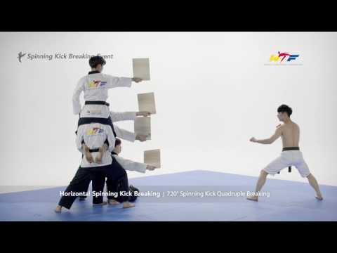 Horizontal Spinning Kick Breaking - 720° Spinning Kick Quadruple Breaking