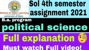Sol political science assignment question answer|sol 4th semester solved assignment 2021|Du sol 2021