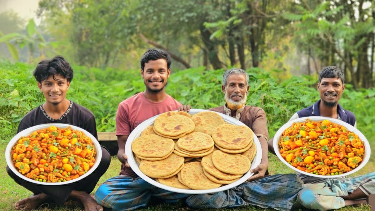 Heartwarming Village Journey: Buying Fresh Veggies, Cooking on Wood Fire & Sharing Meals.
