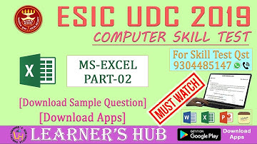 ESIC UDC & STENO SKILL TEST EXCEL SOLUTION PART-02